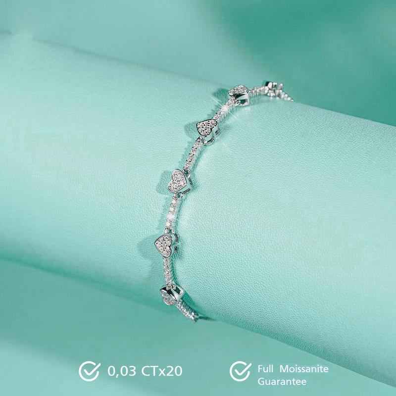 Xienna Heart Moissanite Bracelet 0.6 CT - round Cut - Lore Jewelry